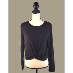 Only Black Sparkly Long Sleeve Twist Top Size XL Juniors NWT